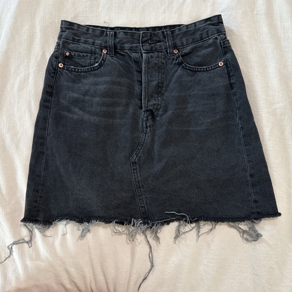 BDG Charcoal Frayed Mini Skirt